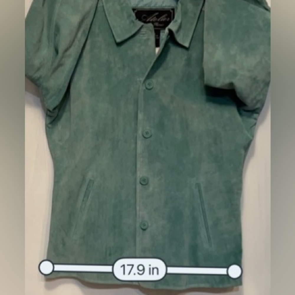 Atelier by B Thomas Teal Leather shirt/jacket Sz M - Picture 3 of 15